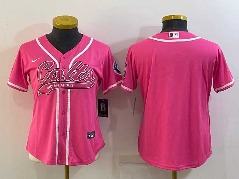 Womens Indianapolis Colts Blank Pink With Patch Cool Base Stitched Baseball Jersey